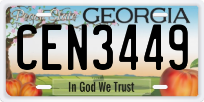 GA license plate CEN3449