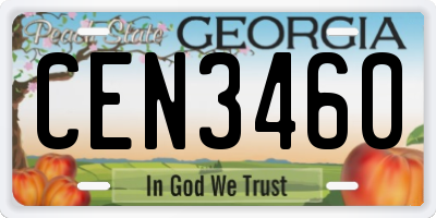 GA license plate CEN3460