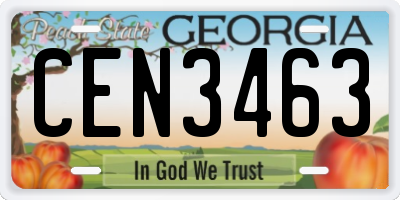 GA license plate CEN3463