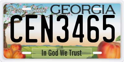GA license plate CEN3465