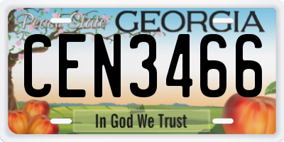 GA license plate CEN3466