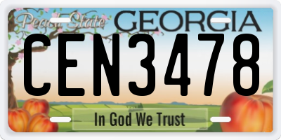 GA license plate CEN3478