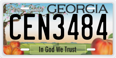 GA license plate CEN3484