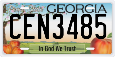 GA license plate CEN3485