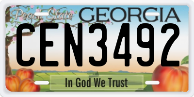 GA license plate CEN3492
