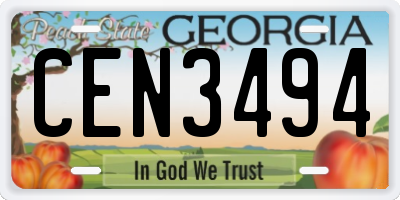 GA license plate CEN3494
