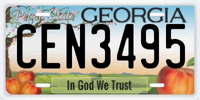 GA license plate CEN3495