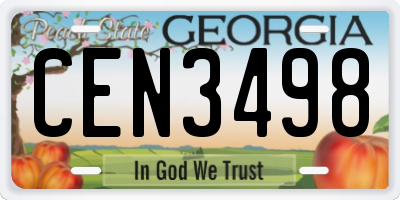 GA license plate CEN3498