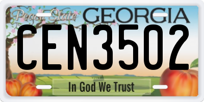 GA license plate CEN3502