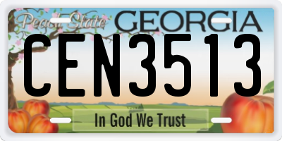 GA license plate CEN3513