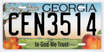 GA license plate CEN3514