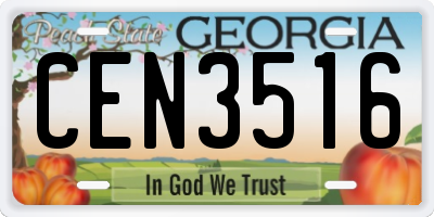 GA license plate CEN3516
