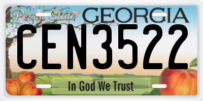 GA license plate CEN3522