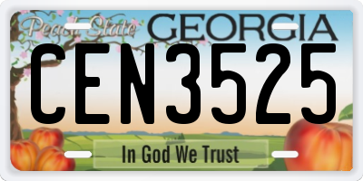 GA license plate CEN3525