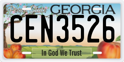 GA license plate CEN3526