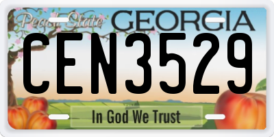 GA license plate CEN3529