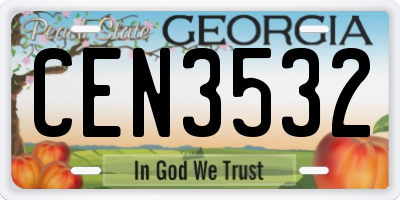 GA license plate CEN3532