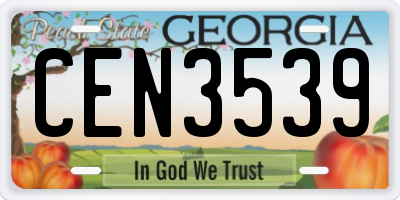 GA license plate CEN3539