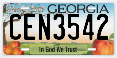 GA license plate CEN3542