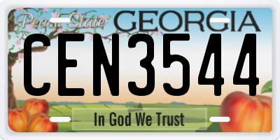 GA license plate CEN3544
