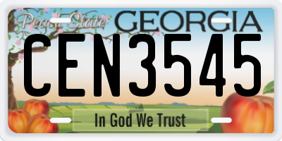 GA license plate CEN3545