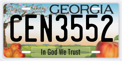 GA license plate CEN3552