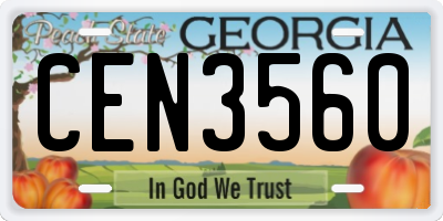 GA license plate CEN3560