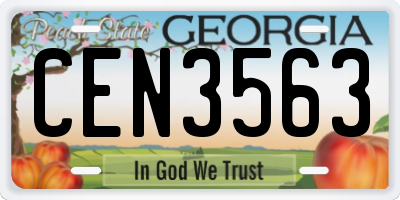 GA license plate CEN3563