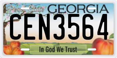 GA license plate CEN3564