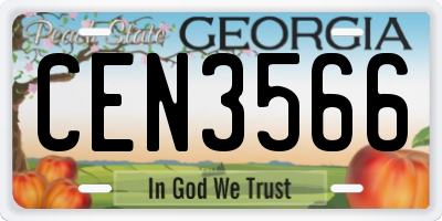 GA license plate CEN3566