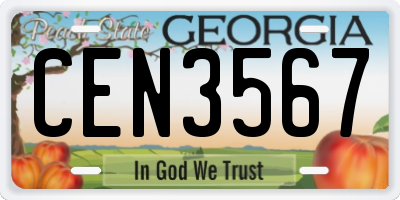 GA license plate CEN3567