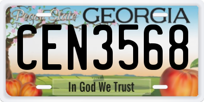 GA license plate CEN3568