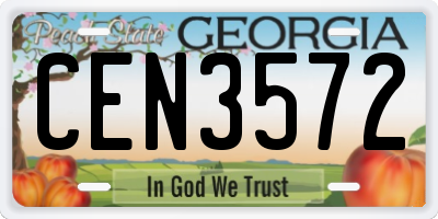 GA license plate CEN3572