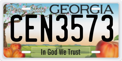 GA license plate CEN3573