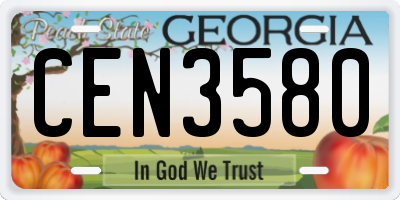 GA license plate CEN3580