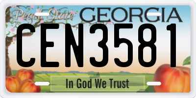 GA license plate CEN3581