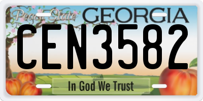 GA license plate CEN3582