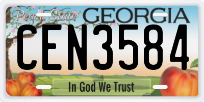 GA license plate CEN3584