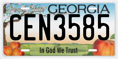GA license plate CEN3585