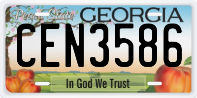 GA license plate CEN3586