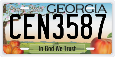 GA license plate CEN3587