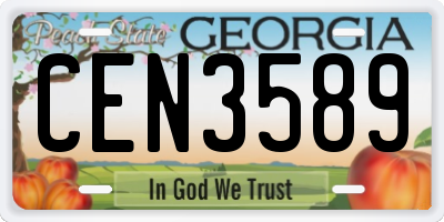 GA license plate CEN3589