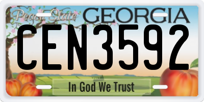 GA license plate CEN3592
