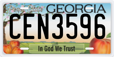 GA license plate CEN3596