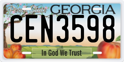 GA license plate CEN3598