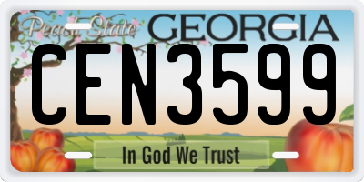 GA license plate CEN3599