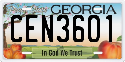 GA license plate CEN3601