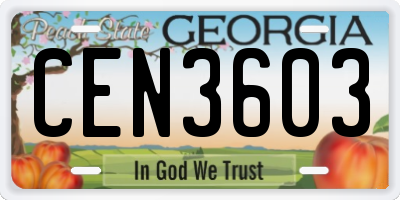 GA license plate CEN3603