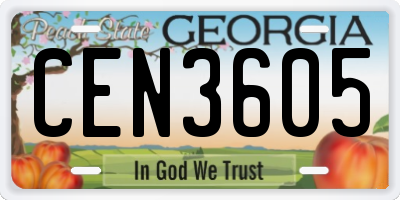 GA license plate CEN3605