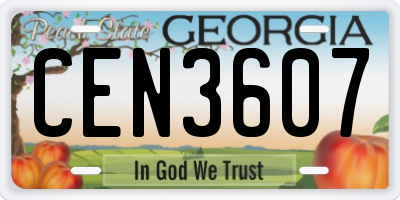 GA license plate CEN3607